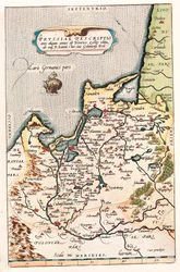 Thietmarsiae, Holsaticae regionis parties typus Geographische Karte des Territoriums im Norden Polens mit der Stadt Danzig (Danzig, Gdansk) aus „Theatrum Orbis Terrarum“ von Abraham Ortelius (Oertel, Ortell oder Ortel)