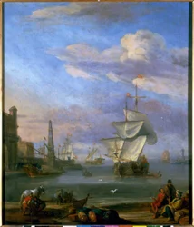 Ein niederländischer Hafen, Gemälde von Abraham Storck