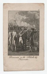 Dumouriez in der Schlacht von Neerwinden, ca. 1795 (Stich)