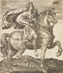 Ein Vitellius aus Zwölf Cäsaren zu Pferd