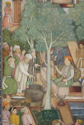 Detail aus Kaiser Jahangir mit Heiligen Männern in einem Garten, ca. 1615