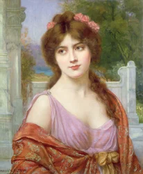 Mädchen in römischem Kostüm