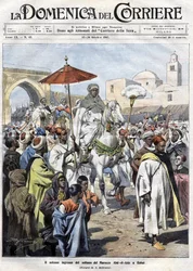 Abd al-Aziz (al-Hasan Mohamed al-Hasani al-Alaoui) betritt Rabat in Marokko im Oktober 1907