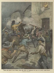 Angriff auf das Gefängnis von Kairo (Illinois), verteidigt von der Polizei, um sich eines schuldigen Schwarzen zu bemächtigen