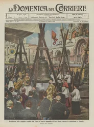 Segnung der Glocken, die vom Papst für den neuen Glockenturm von San Marco in Venedig geschenkt wurden, noch im Bau