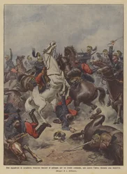 Zwei französische Kavalleriegeschwader im Galopp, aufgrund eines Fehlbefehls