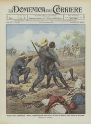 Während des letzten Kampfes in Misrata, Hauptmann Piscicelli, verwundet gefallen in 100 Metern Entfernung