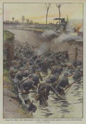 Heldentat eines Soldaten, rettet ein bayerisches Regiment vor dem Ertrinken in Lothringen