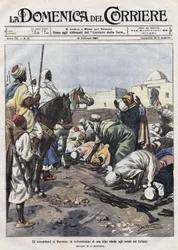Ereignisse in Marokko: Ein rebellischer Stamm ergibt sich den Vertretern des Sultans. Illustration von Beltrame. La Domenica del Corriere
