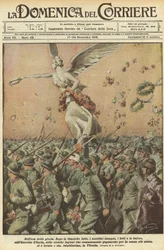 Erster Weltkrieg 1918 - Italien im Krieg. Tag des Sieges. In der Stunde des Ruhms. Nach einem titanischen Kampf, den immensen Opfern, den Toten, den Stürmen, hat die Armee Italiens, die heldenhaften römischen Legionen, die für die heiligste Sache kämpften,