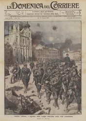 Das italienische Gorizia, der Einzug der siegreichen Truppen in die eroberte Stadt