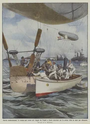 Modernster Krieg, unsere Luftschiffe auf der Reise von Tripolis nach Zuara ankern zum ersten Mal