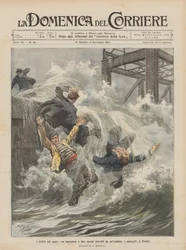 Die Verbrechen des Meeres, ein Ingenieur und zwei Arbeiter werden von einer Welle erfasst und ertrinken in Rimini