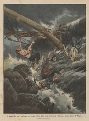 Die Dramen des Meeres, Schiffbruch des Fischerbootes Ricordo mit fünf Opfern in der Nähe des Hafens von Pesaro