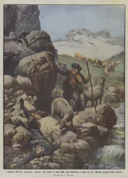 Die Dramen der hohen Berge, ein Hirte entdeckt zufällig in den Seealpen die Leichen von zwei...