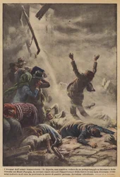 Die Dramen des stürmischen Sommers, in Ligurien, eine Gruppe nach einer Pilgerreise