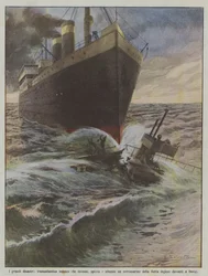 Die großen Katastrophen, ein deutsches Transatlantikschiff rammt und versenkt ein U-Boot