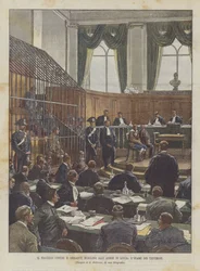 Der Prozess gegen den Banditen Musolino vor dem Schwurgericht in Lucca, die Zeugenvernehmung