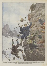 Die alpine Katastrophe der Dent Blanche, drei Führer und ein Reisender stürzen ab