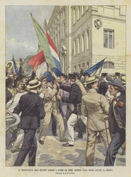 Die Demonstration der Pariser Studenten zugunsten der Buren, von der Polizei vor der Sorbonne aufgelöst