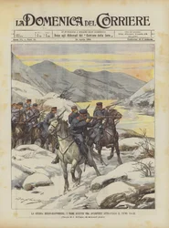 Der Russisch-Japanische Krieg, die ersten Zusammenstöße zwischen Vorposten am Fluss Ya-Lu