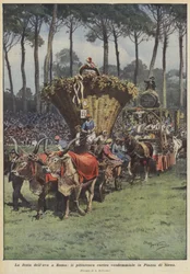 Das Traubenfest in Rom, der malerische Erntezug auf der Piazza di Siena
