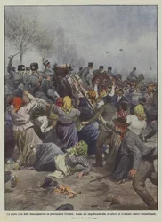 Die schwere Arbeitslosigkeitskrise in der Provinz Ferrara, Frauen verhindern die Kavallerie