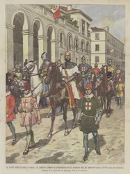 Die zweitausendjährigen Feierlichkeiten von Ivrea, der historische Umzug, der die Rückkehr von König Arduino darstellt