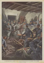 Die Kühnheit der Alpenjäger, österreichische Späher von unserer Patrouille überrascht