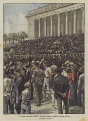 Der Generalstreik in Mailand, Tausende von Arbeitern versammeln sich im Arena