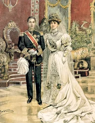 Hochzeit von König Alfons XIII. von Spanien und Prinzessin Ena von Battenberg, aus La Domenica del Corriere, 3. Juni