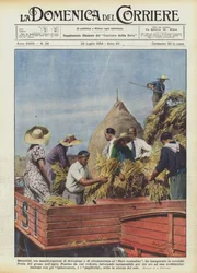 Mussolini, zwischen Manifestationen der Hingabe und Dankbarkeit an den Bauern-Duce, hat eingeweiht