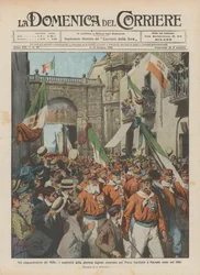 Zum fünfzigsten Jahrestag der Tausend, die Überlebenden der glorreichen Legion kehren durch Porta Garibaldi zurück