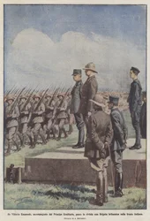 König Vittorio Emanuele, Begleitet Vom Kronprinzen, Inspiziert Eine Brigade