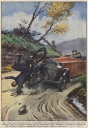 Auf der Straße Intra-Cannobio-Locarno, ein Schweizer Auto, das plötzlich aus einer Kurve kam