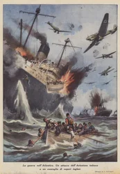 Der Krieg im Atlantik (Farblithografie)