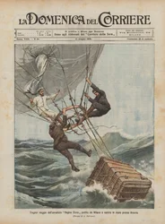 Tragische Reise des Ballons Regina Elena, gestartet in Mailand und ins Meer bei Ancona gefallen