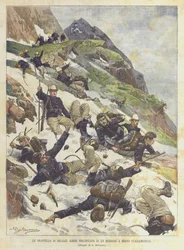 Eine Gruppe von Alpinsoldaten stürzt in eine Schlucht in Breno (Valcamonica)