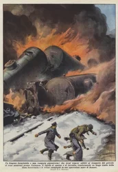 Ein gewaltiger Lärm und eine riesige Flamme, zwei rumänische Züge, die für den Transport von