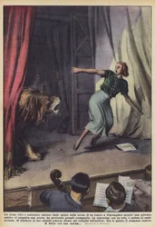 Ein echter lebender Löwe tauchte auf der Bühne eines Theaters in Kopenhagen auf