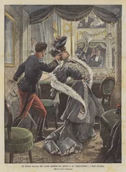 Ein französischer Offizier tötet eine Künstlerin aus Eifersucht in einem Café-Chantant in Niort (Frankreich)