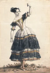 Fanny Elssler als Florinda im Tanz La Cachucha Ballett Le Diable boiteux, 1836