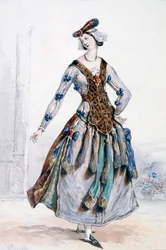 Mademoiselle Sophie, Kostümentwurf für eine Oper, um 1820-1857
