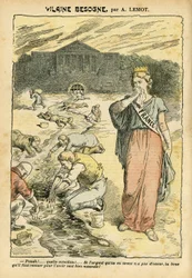 Illustration von Achille Lemot (1846-1909) in Le Pèlerin, 26/06/04 - Vilaine Arbeit - Republikanische Republik, Religion Glaube, Silber, Kammer der Abgeordneten Hemicycle, Bloc des Gauche - Marianne, Frankreich (Allegorie von) - Waschen/Wäsche