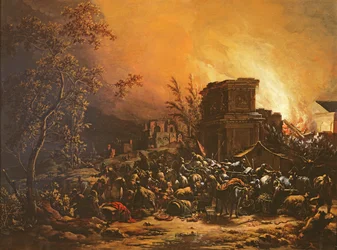 Nachtszene des Plünderns