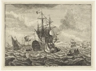 Meeresansichten mit Schiffen und Ruderboot