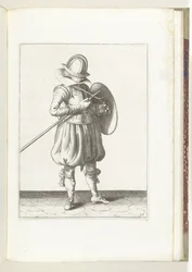 Übung mit Schild und Speer: Der Soldat hält Speer und Schild nah am Körper (Nr. 15), 1618