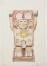 Karyatide aus der äußeren Kammer, Tempel A, Ballspielplatz, Chichen Itza, Mexiko