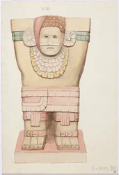 Karyatide aus der äußeren Kammer, Tempel A, Ballspielplatztempel, Chichen Itza, Mexiko
