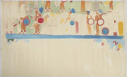 Wandgemälde von der Südostwand, innere Kammer, Oberer Tempel der Jaguare, Chichen Itza, Mexiko